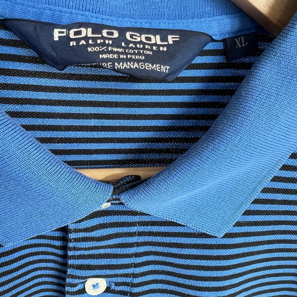 Polo Ralph Lauren Shirt Mens XL Blue/black Striped Pony Management Short Sleeve - Picture 3 of 4
